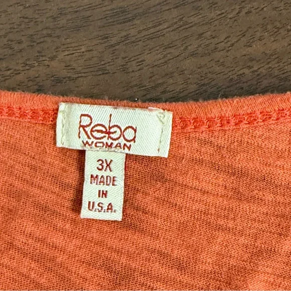 Reba Woman 3X Orange Boho Medallion Print Long Sleeve V-Neck Top Fall - Picture 6 of 9